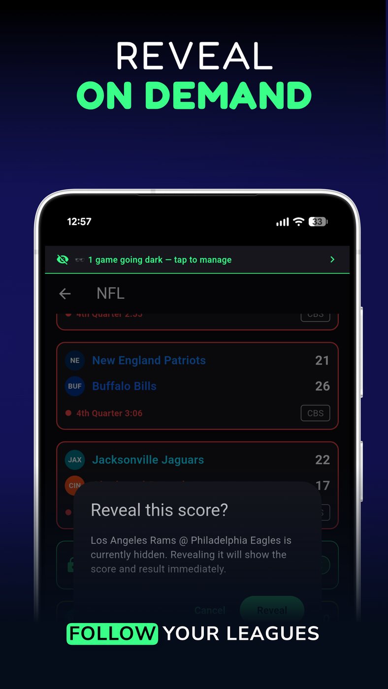 Reveal a hidden score on demand.